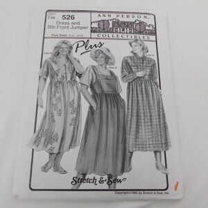 Stretch & Sew 526 Sewing Pattern Women Plus Bust Sizes 46-56 Dress Jumper Person